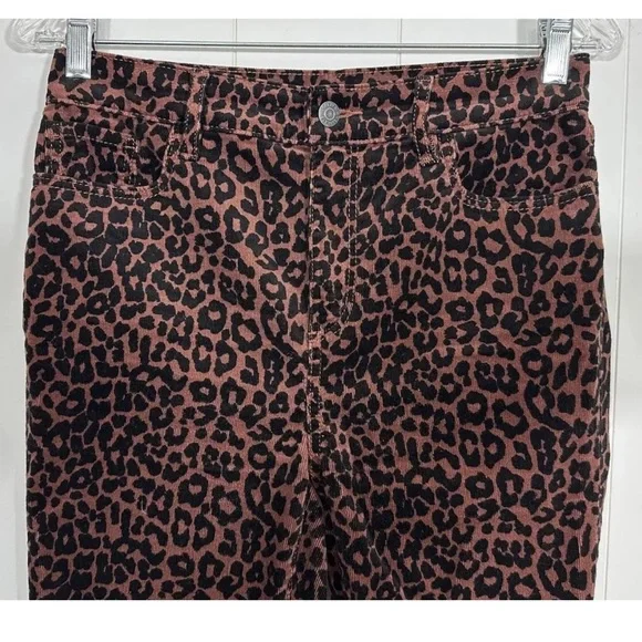 LOFT Size 27/4 Curvy High Waist Skinny Corduroy Pants animal print stretchy - Picture 2 of 13